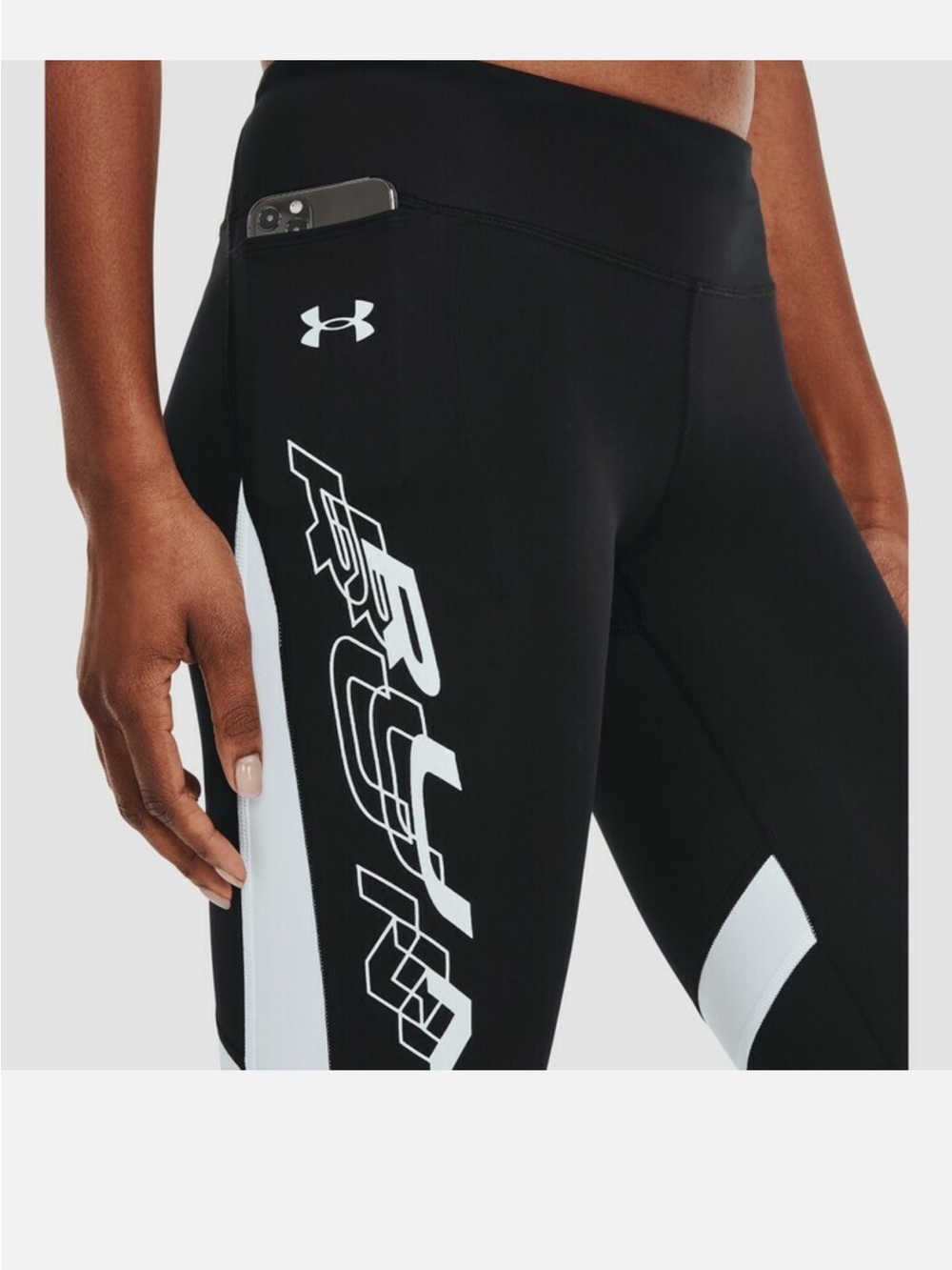Under Armour Black Leggings with White Graphic Panels